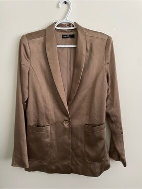 209 Satin Shawl-Collar Blazer in Taupe